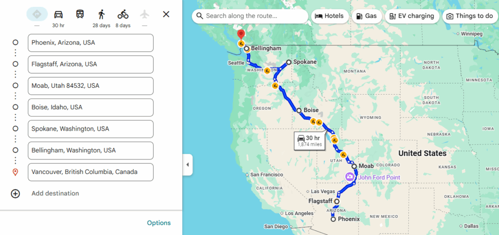 Complete Route on Google Maps