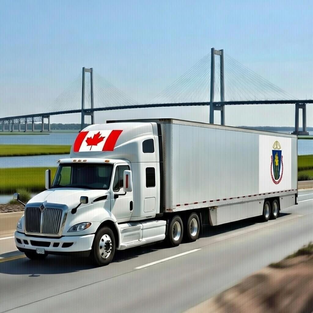 Enclosed auto transport truck shipping vehicles between Massachusetts and Canada