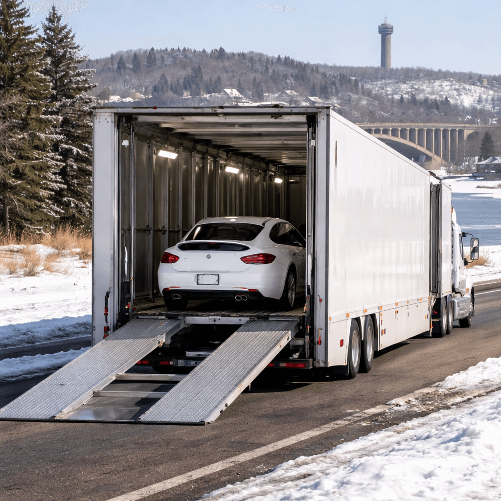Enclosed auto transport truck operating in or near Minnesota