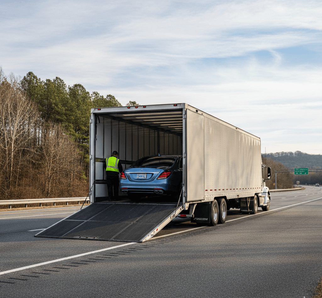 Enclosed Car Transport in Arizona Enclosed auto transport truck shipping vehicles between North Carolina and Canada