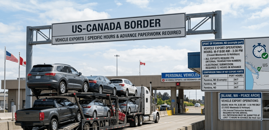 US Canada border vehicle export hours